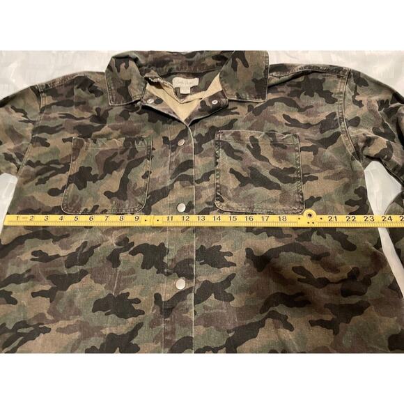 Charlie Paige Faded Camouflage Jacket Sz Large Lg Utility Coat Snap Up - Picture 6 of 16